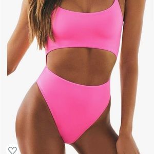 Amazon one piece hot pink bathing suit size small